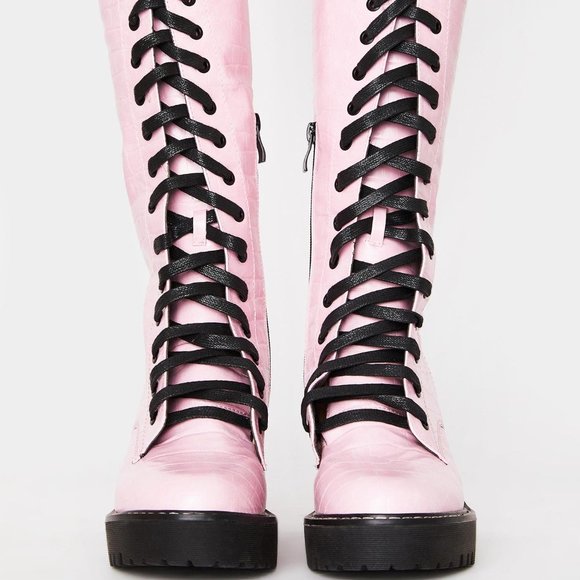 Dolls Kill Public Desire Lace Up Boots Size 7 - Picture 2 of 9